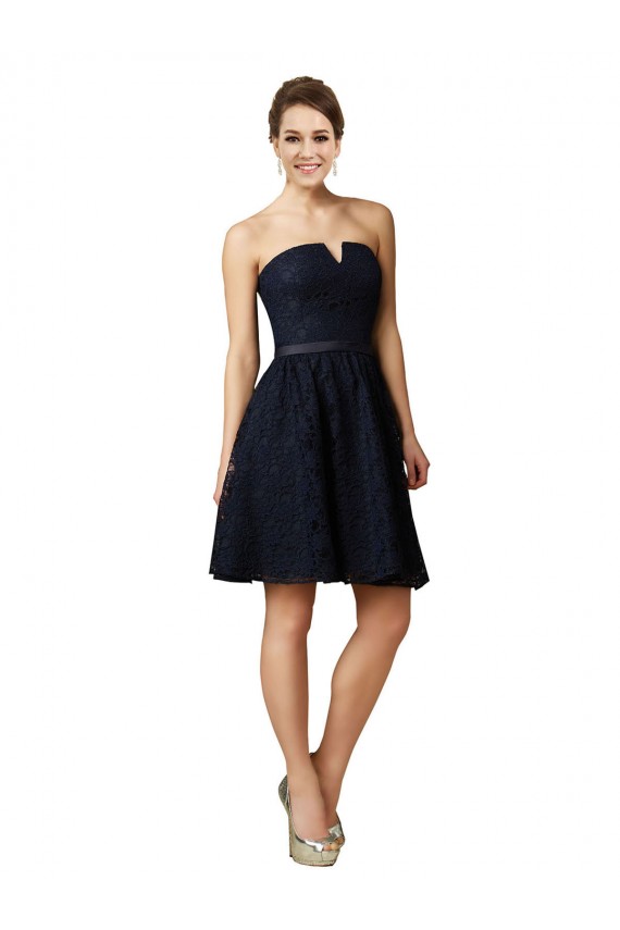 Classic Knee Length Lace Bridesmaid Dress / Cocktail Dress with Notched Neckline Brisbane