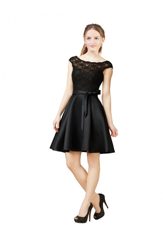 Lace and Satin Cocktail Bridesmaid Dress with V-Back Brisbane