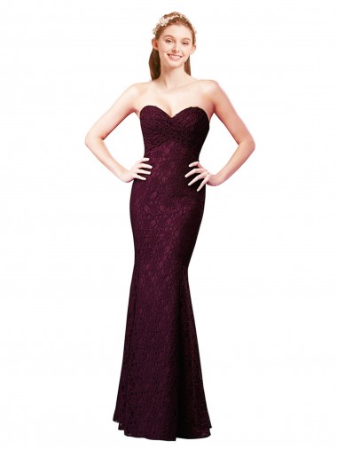 Fitted Long Lace Bridesmaid Dress with Sweetheart Neckline Brisbane