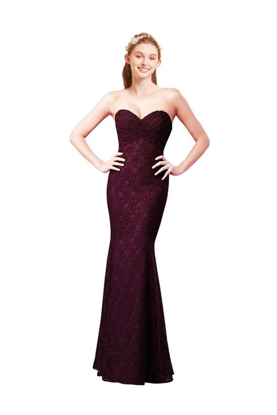 Fitted Long Lace Bridesmaid Dress with Sweetheart Neckline Brisbane