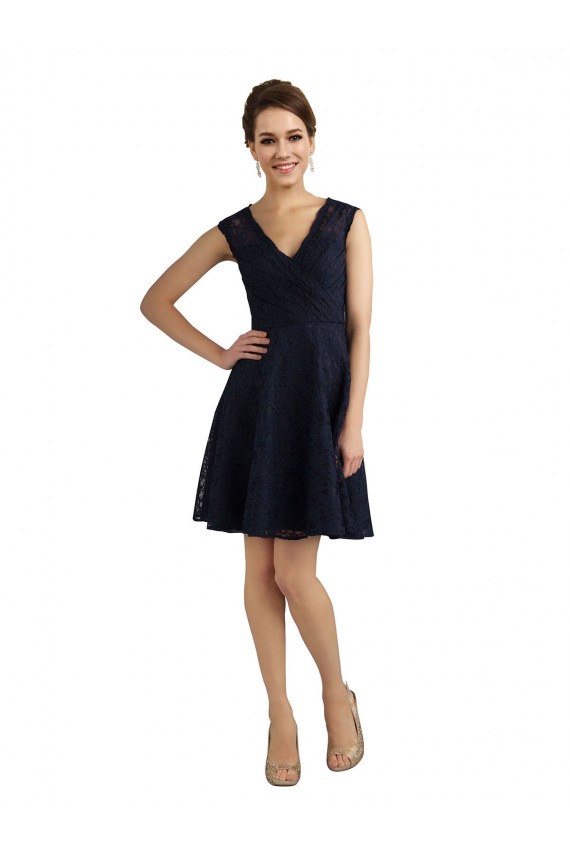Short V-Neck Lace Cocktail Bridesmaid Dress with Illusion Back Brisbane