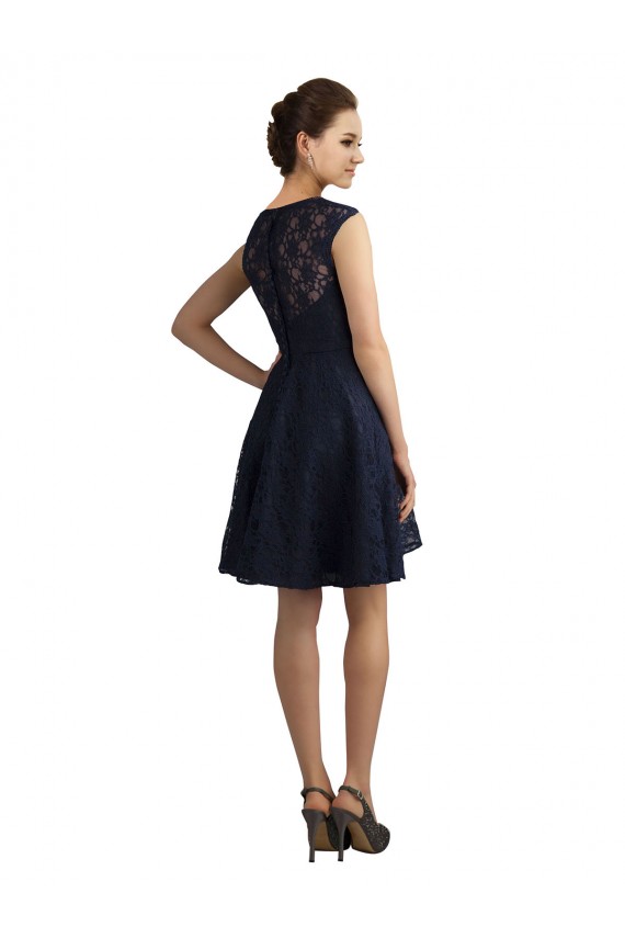 Short V-Neck Lace Cocktail Bridesmaid Dress with Illusion Back Brisbane