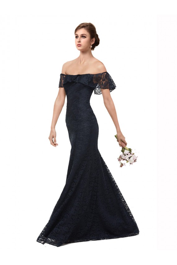 Off the Shoulder Long Lace Bridesmaid Dress / Prom Dress with Flutter Sleeves Brisbane