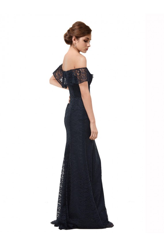 Off the Shoulder Long Lace Bridesmaid Dress / Prom Dress with Flutter Sleeves Brisbane