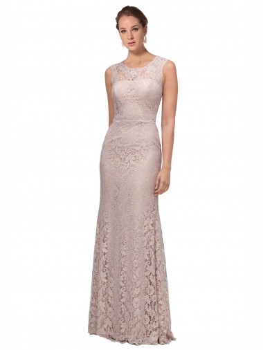 Long Sleeveless All Lace Bridesmaid Dress / Prom Dress with Scoop Neckline Brisbane