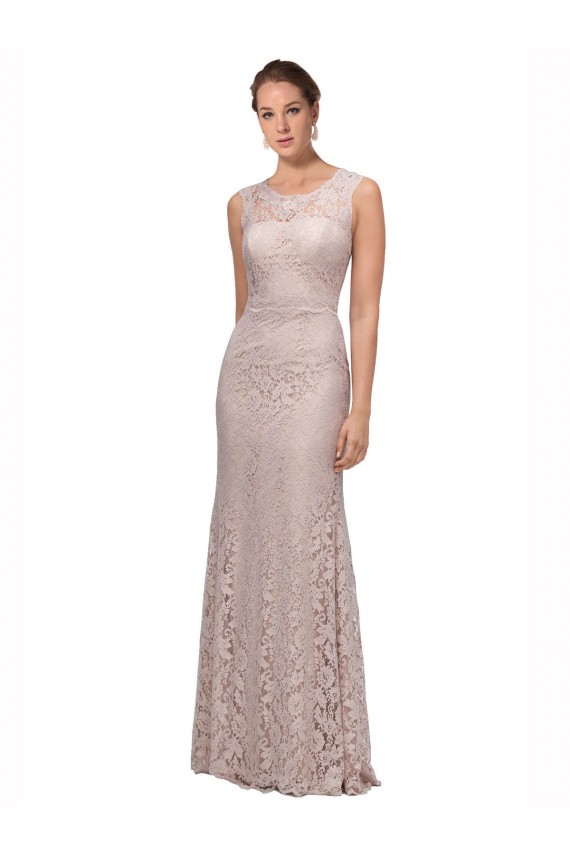 Long Sleeveless All Lace Bridesmaid Dress / Prom Dress with Scoop Neckline Brisbane