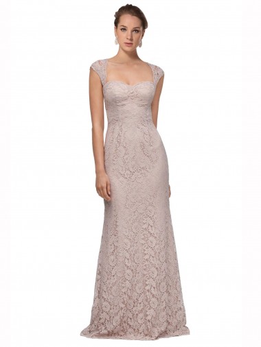 Sweetheart Neckline Cap Sleeves Lace Bridesmaid Dress / Prom Dress with Twist Brisbane