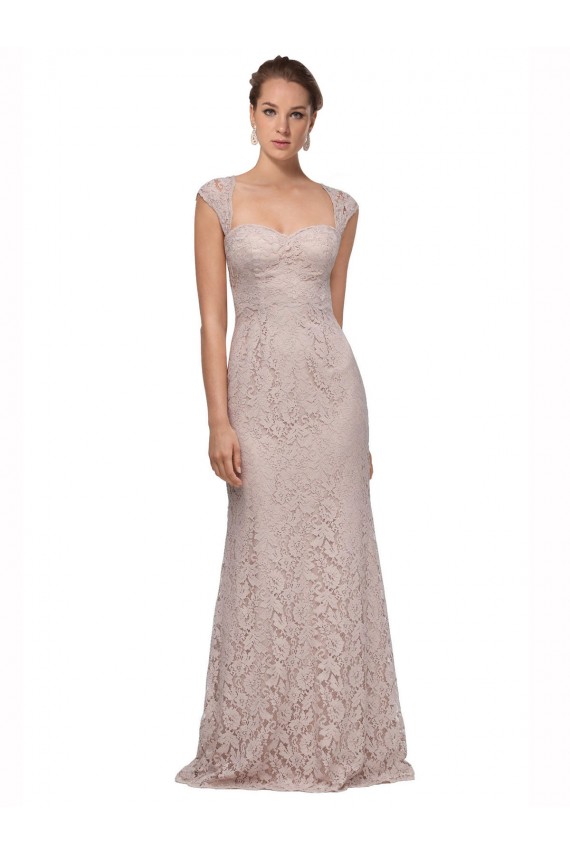 Sweetheart Neckline Cap Sleeves Lace Bridesmaid Dress / Prom Dress with Twist Brisbane