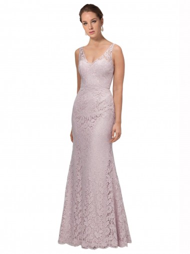 Lace V-Neckline Long Full Length Bridesmaid Dress / Prom Dress Brisbane
