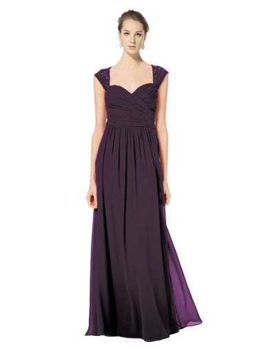 Long Chiffon Sweetheart Bridesmaid with Lace Straps and Keyhole Back Brisbane
