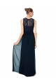 Long Chiffon Bridesmaid Dress with Lace Sleeveless Bodice and Keyhole Back Brisbane