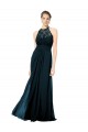 Lace Halter Bodice Long Chiffon Bridesmaid Dress Brisbane