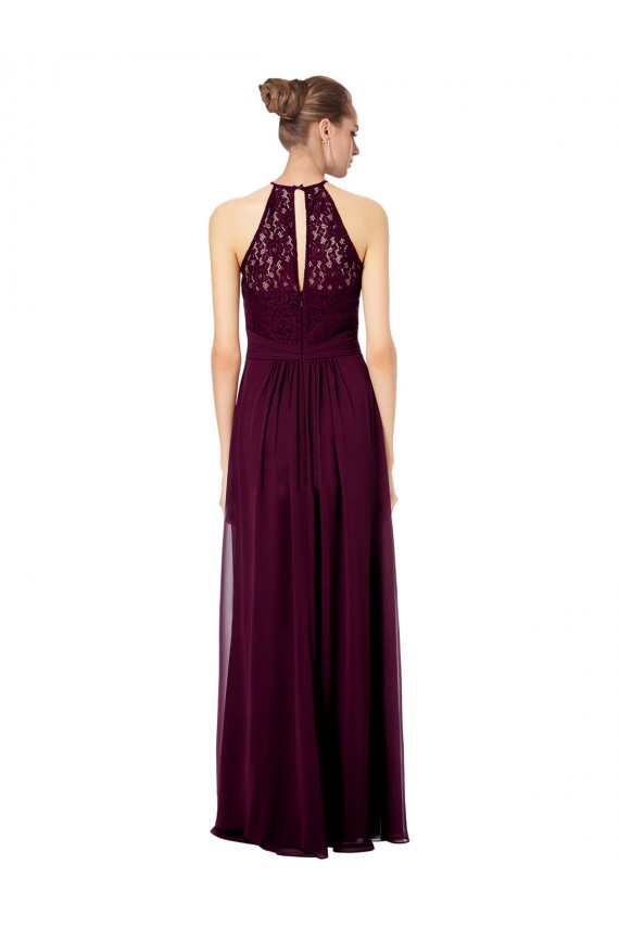 Lace Halter Bodice Long Chiffon Bridesmaid Dress Brisbane