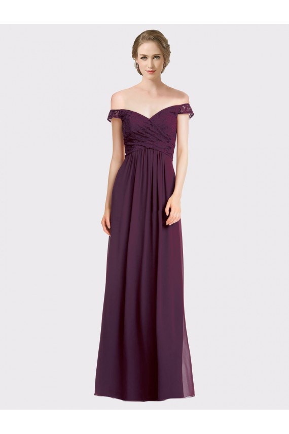 Sweetheart Long Bridesmaid Dress with Off the Shoulder Cap Sleeve Lace Bodice Brisbane