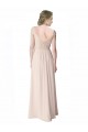 Long Chiffon Bridesmaid Dress with Corded Lace V-Neck Bodice Brisbane