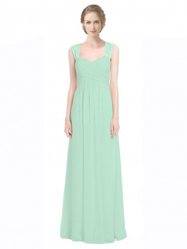 Sweetheart Chiffon Bridesmaid Dress with Lace Straps and Keyhole Back Brisbane