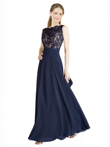 Bateaux Neckline A-Line Lace Bridesmaid Dress / Prom Dress with Top Nude Layer Brisbane
