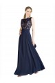 Bateaux Neckline A-Line Lace Bridesmaid Dress / Prom Dress with Top Nude Layer Brisbane
