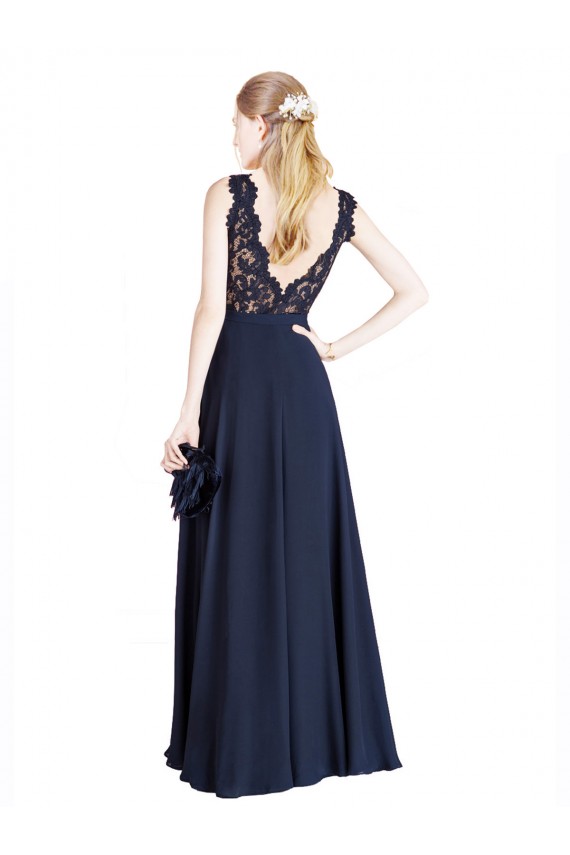 Bateaux Neckline A-Line Lace Bridesmaid Dress / Prom Dress with Top Nude Layer Brisbane