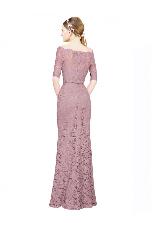 Short Sleeves Crop Top Mermaid Lace Bridesmaid Dress / Prom Dress Brisbane