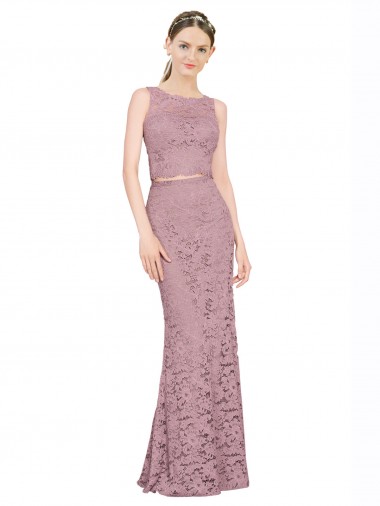 Sleeveless Crop Top High Neck Mermaid Lace Bridesmaid Dress / Prom Dress Brisbane