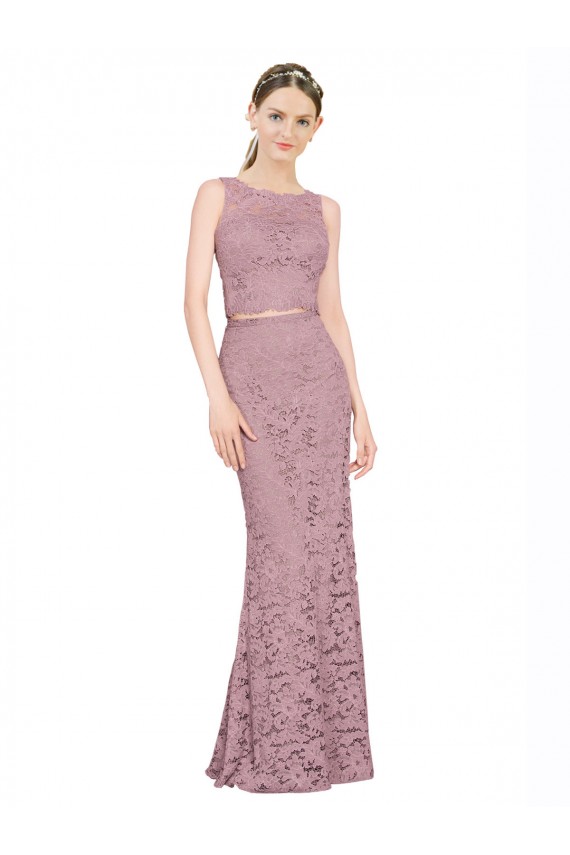 Sleeveless Crop Top High Neck Mermaid Lace Bridesmaid Dress / Prom Dress Brisbane