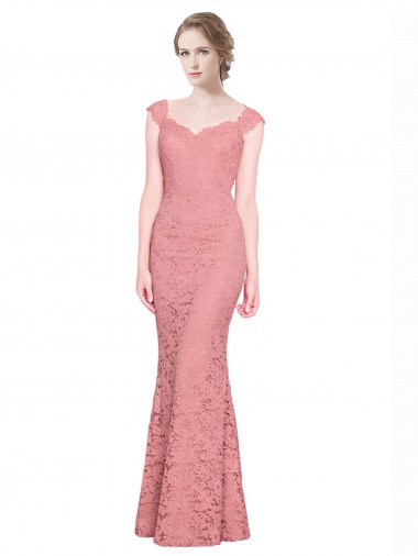 Sweetheart Mermaid Long Lace Bridesmaid Dress / Prom Dress with Wide Straps Brisbane