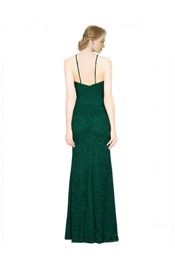 High Illusion Halter Neck Long Lace Bridesmaid Dress / Prom Dress Brisbane