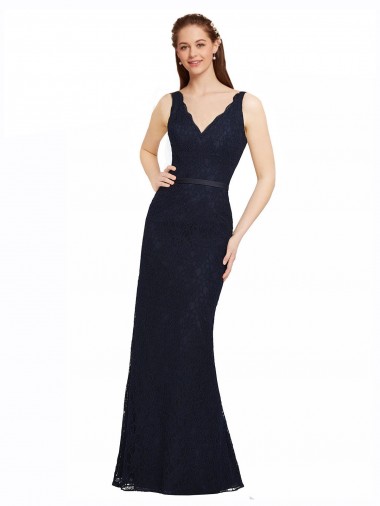 Lace Bridesmaid Dress with Satin Waistband and Open Back Brisbane
