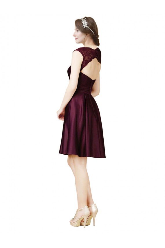 Short Knee Length Lace Cocktail Bridesmaid Dress with Square Neck Brisbane