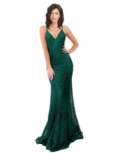 Black Tie Sleek Fishtail Shaped Long Lace Bridesmaid Dress / Prom Dress Brisbane