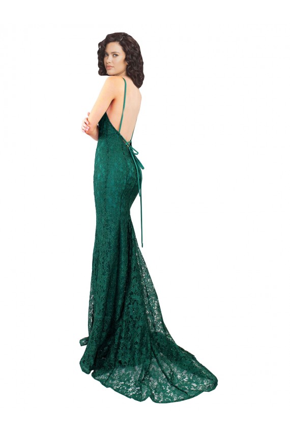 Black Tie Sleek Fishtail Shaped Long Lace Bridesmaid Dress / Prom Dress Brisbane