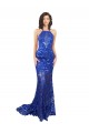 High Neck Long Open Back Lace Bridesmaid Dress / Prom Dress with Train Brisbane
