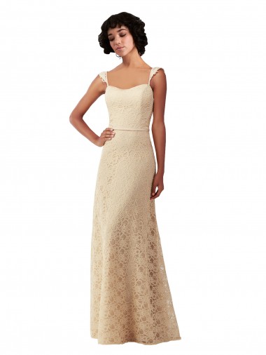Lace A-Line Long Bridesmaids Dress with Satin Waistband Brisbane