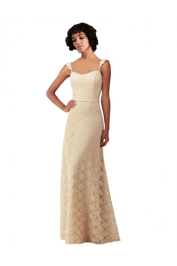 Lace A-Line Long Bridesmaids Dress with Satin Waistband Brisbane