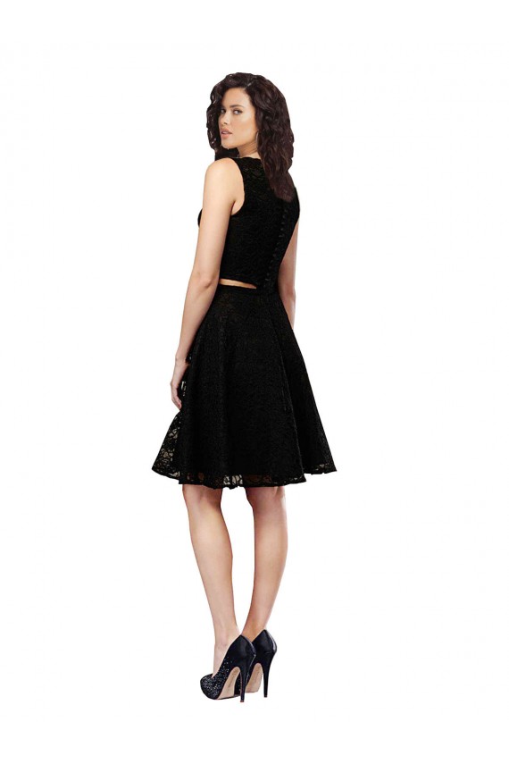 Two Piece Short Lace Cocktail Bridesmaid Dress with Jewel Neckline Brisbane