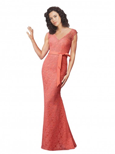 Mermaid Long V-Neck Lace Bridesmaid Dress with Open Back Brisbane