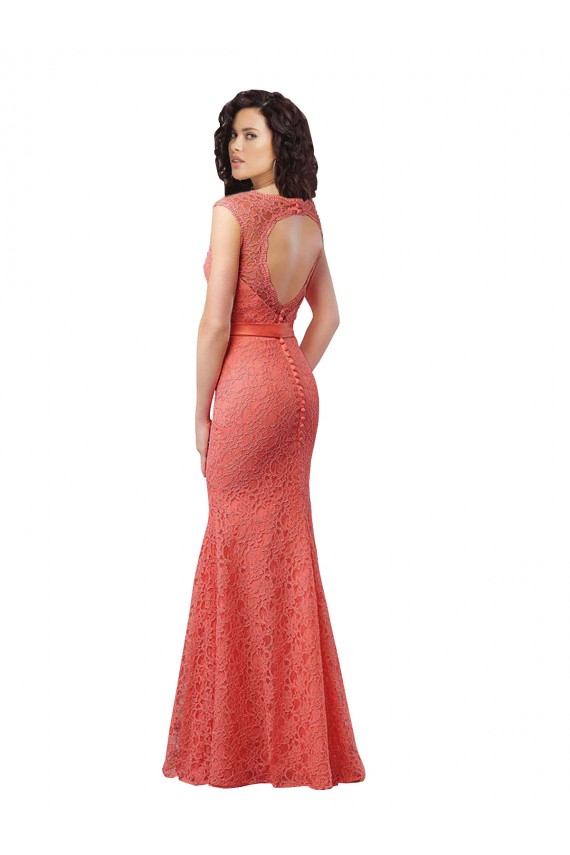Mermaid Long V-Neck Lace Bridesmaid Dress with Open Back Brisbane