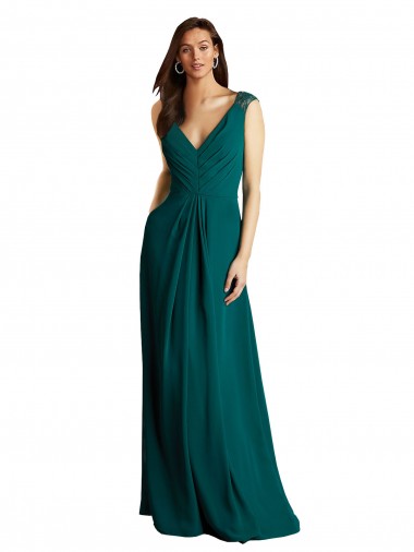 Long A-Line Lace and Chiffon Bridesmaid Dress with Open Back Brisbane