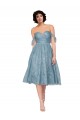 Off the Shoulder Sweetheart Chantilly Lace Midi Length Cocktail Bridesmaid Dress Brisbane