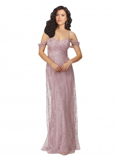 Sweetheart Chantilly Lace Bridesmaid Dress with Off the Shoulder Sleeves Brisbane
