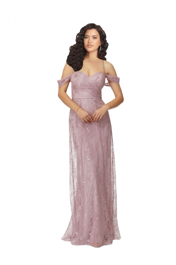 Sweetheart Chantilly Lace Bridesmaid Dress with Off the Shoulder Sleeves Brisbane