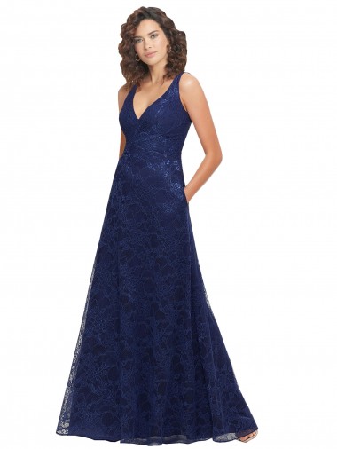 Chantilly Lace V-Neck Bridesmaid Dress Brisbane