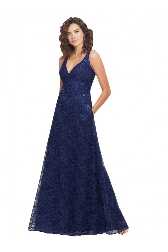 Chantilly Lace V-Neck Bridesmaid Dress Brisbane