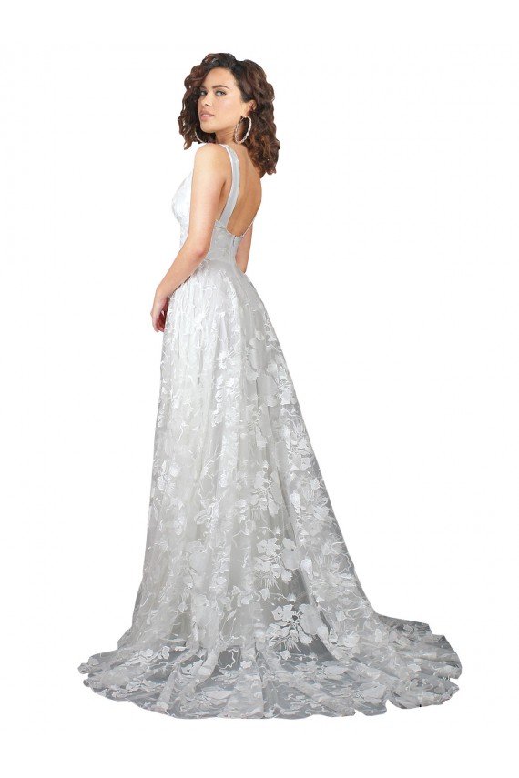 Plunging V-Neckline Wedding Dress with Slit Brisbane