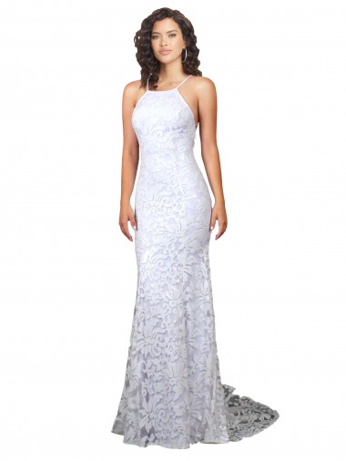 Mermaid Fitted High Neck Low Back Fishtail Wedding Dress Brisbane