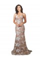 Fishtail Shaped V-Neck Embroidered Foral Lace Wedding Dress Brisbane