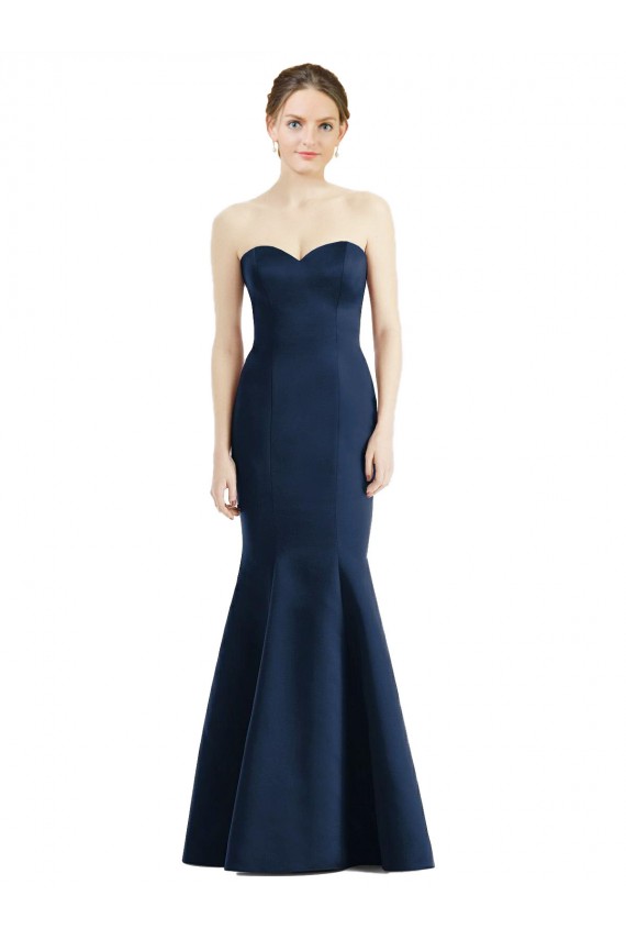 Long Mermaid Full Length Strapless Satin Bridesmaid Dress Brisbane
