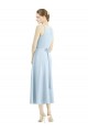 Short Tea Length V-Neck Satin Bridesmaid Dress Brisbane
