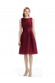 Short Midi Length Satin Cocktail Bridesmaid Dress with Bateau Neckline and V-Back Brisbane